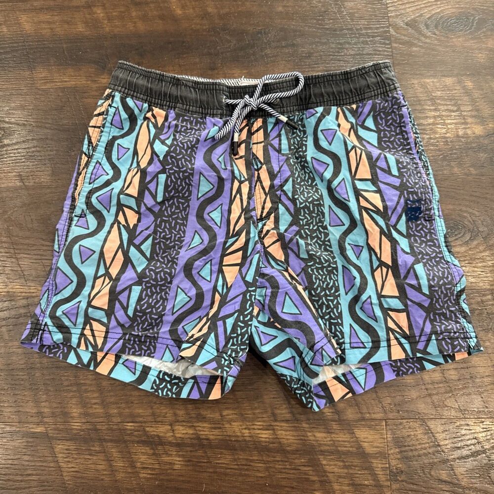 Party Pants Board Shorts Mens M Unlined Swim Trunks Geometric Vintage ￼